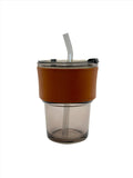 glass mug with leather sleeve