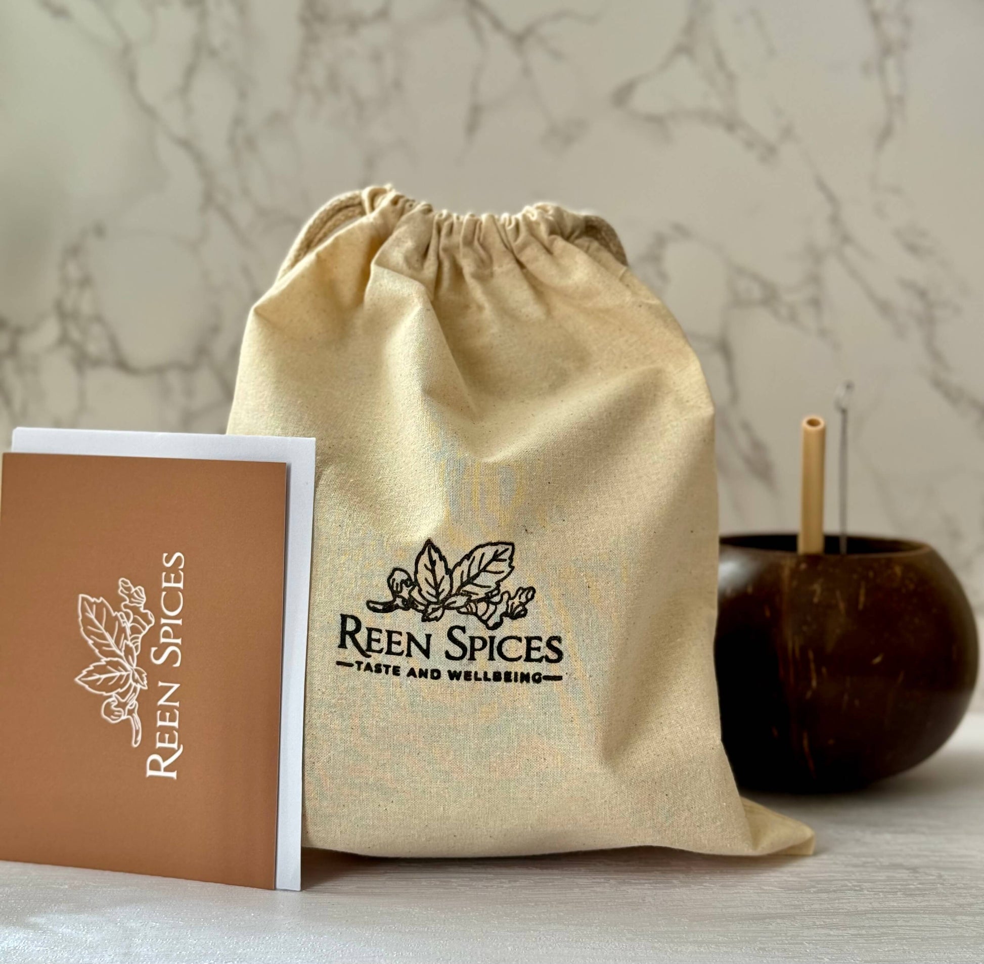 cotton gift bag & coconut cup