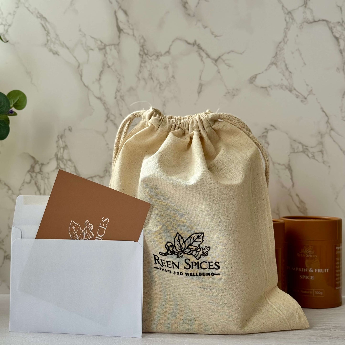 cotton gift bag and card