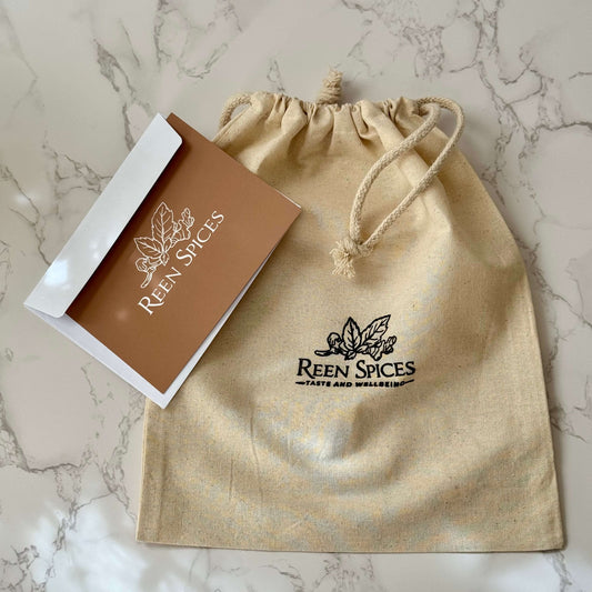 cotton gift bag and card